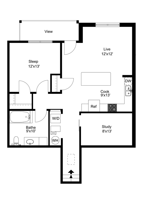 The Windsor Floor Plan at One Glenn Place, Fitchburg